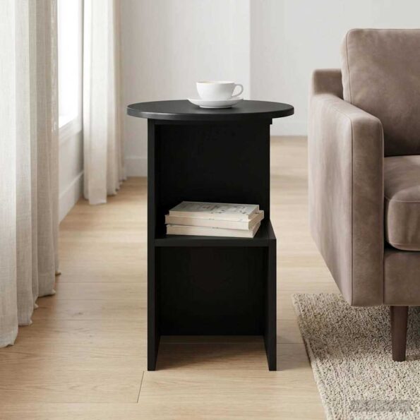 vidaXL Bočný stôl Čierny dub Ø 39,5 x 55 cm Kompozitné drevo – Obrázok 4