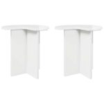 vidaXL Bočný stôl 2 pcs Biela s vysokým leskom Ø 39 x 38 cm – Obrázok 2