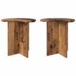 vidaXL Bočný stôl 2 pcs Staré drevo Ø 39 x 38 cm Kompozitné drevo – Obrázok 2