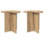 vidaXL Bočný stôl 2 pcs Dub artisan Ø 39 x 38 cm Kompozitné drevo – Obrázok 2