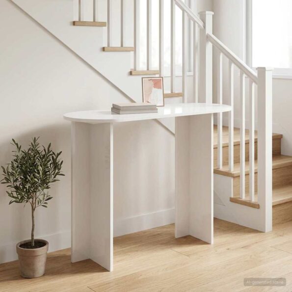 vidaXL Konzolový stôl Biela 100 x 39,5 x 75 cm Kompozitné drevo – Obrázok 4
