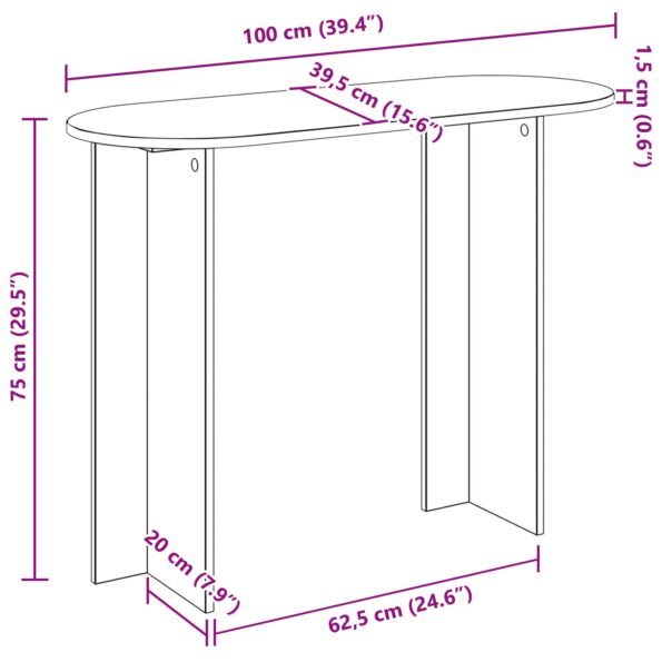 vidaXL Konzolový stôl Dub artisan 100 x 39,5 x 75 cm Kompozitné drevo – Obrázok 10