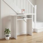 vidaXL Konzolový stôl Biela s vysokým leskom 100 x 39,5 x 75 cm – Obrázok 4