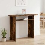 vidaXL Konzolový stôl Dymový dub 100 x 39,5 x 75 cm Kompozitné drevo – Obrázok 4