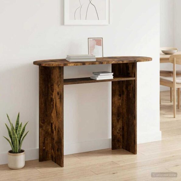 vidaXL Konzolový stôl Dymový dub 100 x 39,5 x 75 cm Kompozitné drevo – Obrázok 4