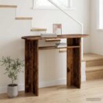 vidaXL Konzolový stôl Staré drevo 100 x 39,5 x 75 cm Kompozitné drevo – Obrázok 4