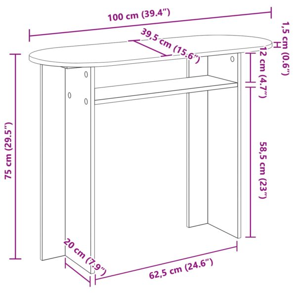 vidaXL Konzolový stôl Dub artisan 100 x 39,5 x 75 cm Kompozitné drevo – Obrázok 10
