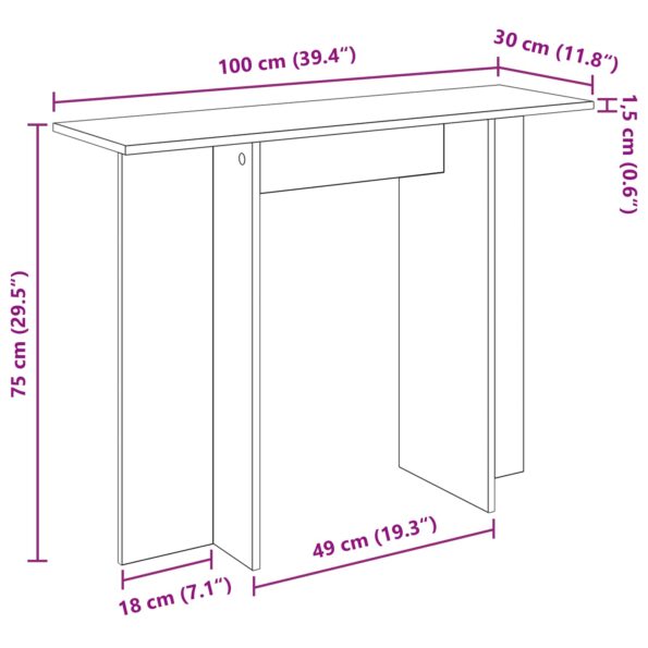 vidaXL Konzolový stôl Údený Dub 100 x 30 x 75 cm Kompozitné drevo – Obrázok 9