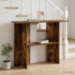 vidaXL Konzolový stôl Dymový dub 100 x 30 x 75 cm Kompozitné drevo – Obrázok 4