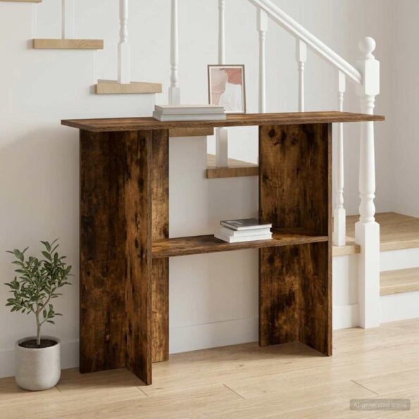vidaXL Konzolový stôl Dymový dub 100 x 30 x 75 cm Kompozitné drevo – Obrázok 4