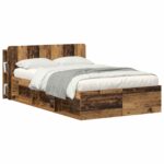 vidaXL Čelo postele skrinka s úložiskom Staré drevo Kompozitné drevo – Obrázok 3