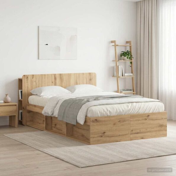 vidaXL Čelo postele skrinka s úložiskom Dub artisan Kompozitné drevo – Obrázok 4