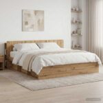 vidaXL Čelo postele skrinka s úložiskom Dub artisan Kompozitné drevo – Obrázok 4