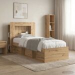 vidaXL Čelo postele skrinka s úložiskom Dub artisan Konštruované drevo – Obrázok 4