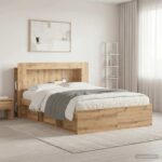 vidaXL Čelo postele skrinka s úložiskom Dub artisan Konštruované drevo – Obrázok 4
