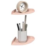 vidaXL Závesná polica s poličkou 2 pcs Ružová 15 x 15 x 2 cm – Obrázok 3