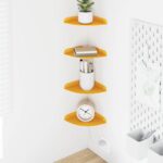 vidaXL Závesná polica s poličkou 4 pcs Horčicová žltá 15 x 15 x 2 cm