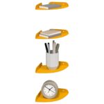vidaXL Závesná polica s poličkou 4 pcs Horčicová žltá 15 x 15 x 2 cm – Obrázok 3