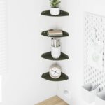 vidaXL Závesná polica s poličkou 4 pcs Olivová zelená 15 x 15 x 2 cm