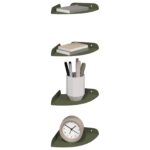 vidaXL Závesná polica s poličkou 4 pcs Olivová zelená 15 x 15 x 2 cm – Obrázok 3