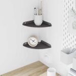 vidaXL Závesná polica s poličkou 2 pcs Čierny 18 x 18 x 2 cm