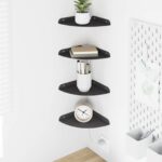 vidaXL Závesná polica s poličkou 4 pcs Čierny 18 x 18 x 2 cm