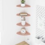vidaXL Závesná polica s poličkou 4 pcs Ružová 18 x 18 x 2 cm