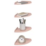 vidaXL Závesná polica s poličkou 4 pcs Ružová 18 x 18 x 2 cm – Obrázok 3