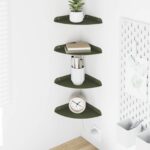 vidaXL Závesná polica s poličkou 4 pcs Olivová zelená 18 x 18 x 2 cm