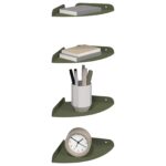 vidaXL Závesná polica s poličkou 4 pcs Olivová zelená 18 x 18 x 2 cm – Obrázok 3