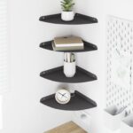 vidaXL Závesná polica s poličkou 4 pcs Čierny 24 x 24 x 2 cm