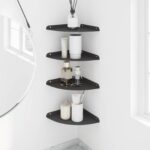vidaXL Závesná polica s poličkou 4 pcs Čierny 24 x 24 x 2 cm – Obrázok 4