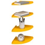 vidaXL Závesná polica s poličkou 4 pcs Horčicová žltá 24 x 24 x 2 cm – Obrázok 3