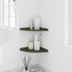 vidaXL Závesná polica s poličkou 2 pcs Olivová zelená 24 x 24 x 2 cm – Obrázok 4