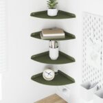 vidaXL Závesná polica s poličkou 4 pcs Olivová zelená 24 x 24 x 2 cm