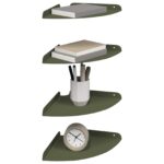 vidaXL Závesná polica s poličkou 4 pcs Olivová zelená 24 x 24 x 2 cm – Obrázok 3