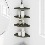 vidaXL Závesná polica s poličkou 4 pcs Olivová zelená 24 x 24 x 2 cm – Obrázok 4