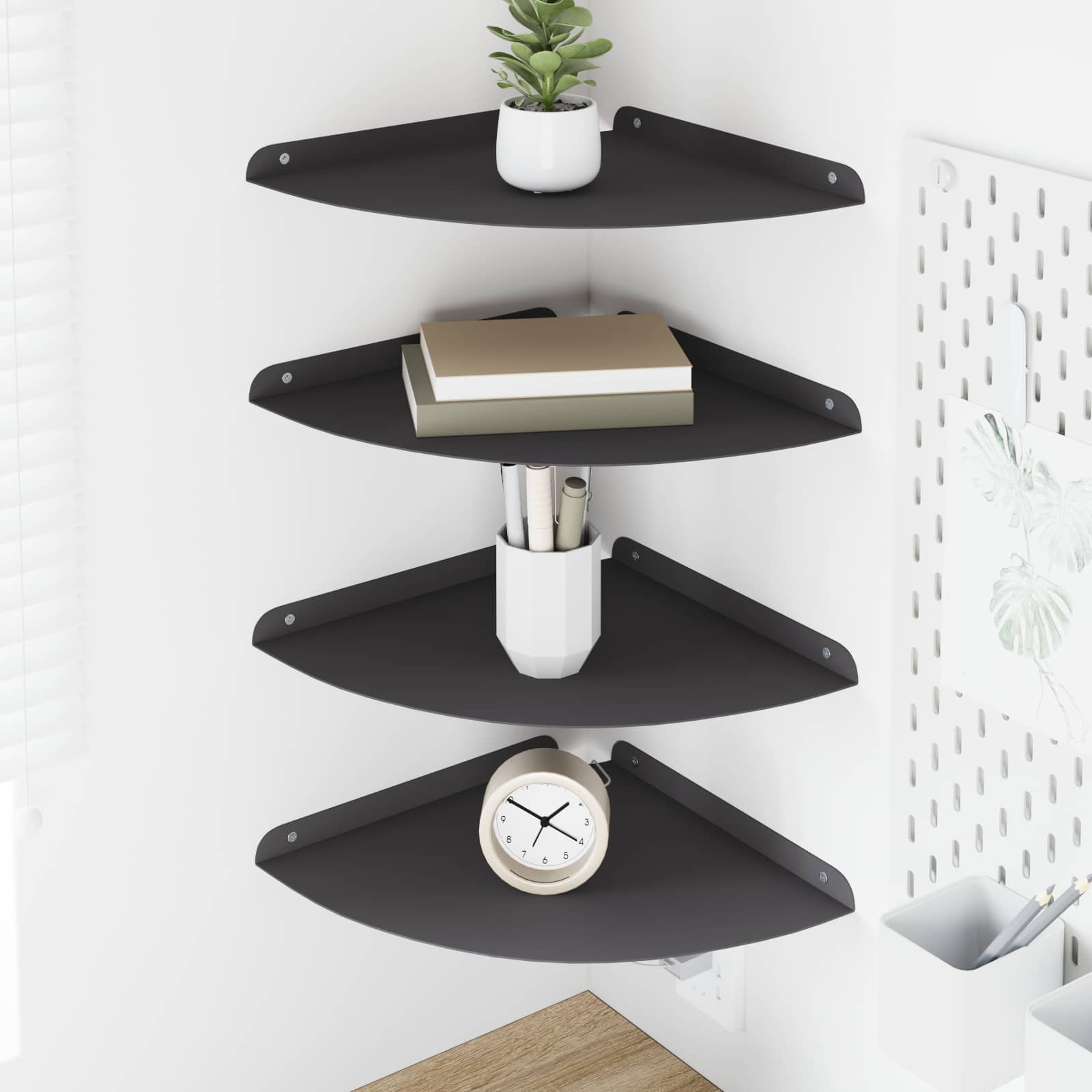 8004111_1.jpg vidaXL Závesná polica s poličkou 4 pcs Čierny 30 x 30 x 2 cm – Obrázok 1