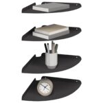vidaXL Závesná polica s poličkou 4 pcs Čierny 30 x 30 x 2 cm – Obrázok 3