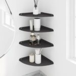 vidaXL Závesná polica s poličkou 4 pcs Čierny 30 x 30 x 2 cm – Obrázok 4