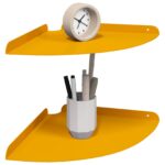 vidaXL Závesná polica s poličkou 2 pcs Horčicová žltá 30 x 30 x 2 cm – Obrázok 3