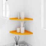 vidaXL Závesná polica s poličkou 2 pcs Horčicová žltá 30 x 30 x 2 cm – Obrázok 4