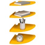 vidaXL Závesná polica s poličkou 4 pcs Horčicová žltá 30 x 30 x 2 cm – Obrázok 3