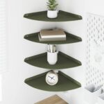 vidaXL Závesná polica s poličkou 4 pcs Olivovo zelená 30 x 30 x 2 cm