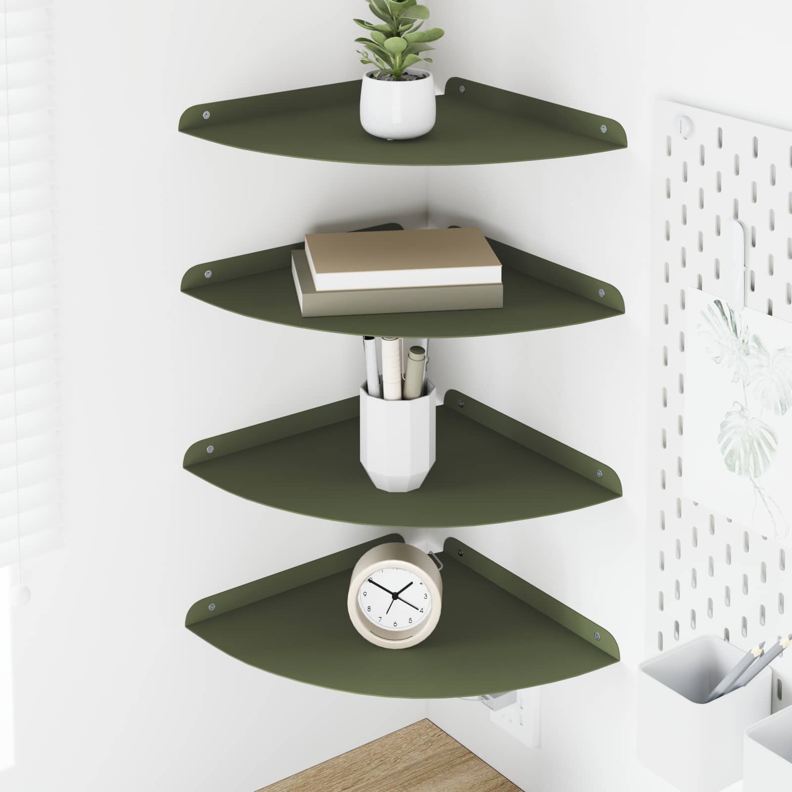8004119_1.jpg vidaXL Závesná polica s poličkou 4 pcs Olivovo zelená 30 x 30 x 2 cm – Obrázok 1