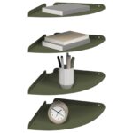 vidaXL Závesná polica s poličkou 4 pcs Olivovo zelená 30 x 30 x 2 cm – Obrázok 3