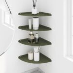 vidaXL Závesná polica s poličkou 4 pcs Olivovo zelená 30 x 30 x 2 cm – Obrázok 4