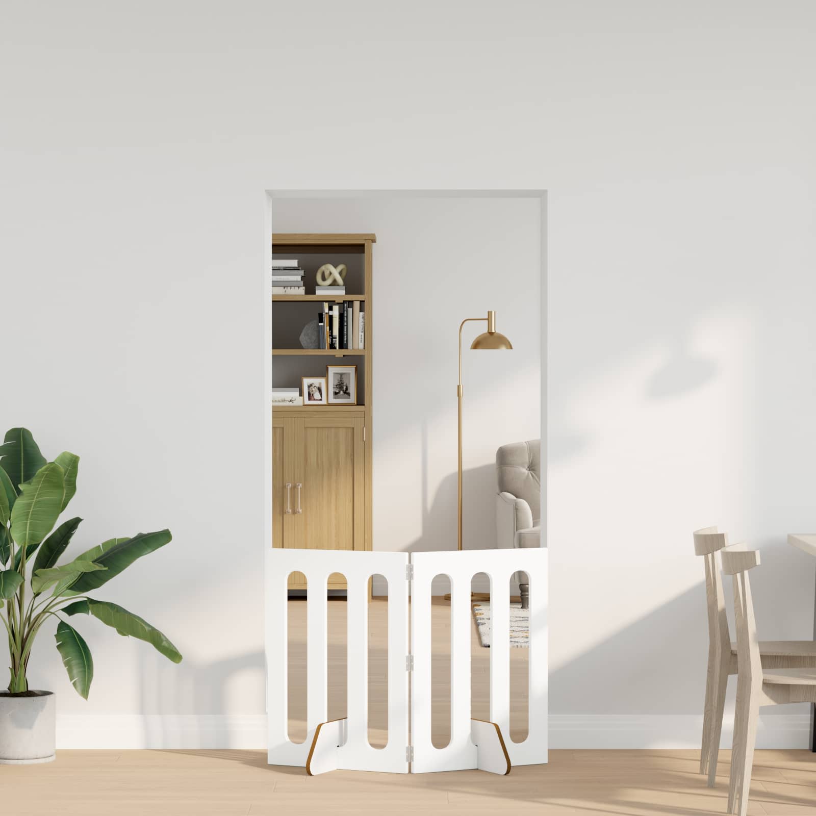 8005953_1.jpg vidaXL Sklápacia bezpečnostná zábrana pre domáce zvieratá 2 pcs Biely – Obrázok 1