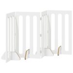 vidaXL Sklápacia bezpečnostná zábrana pre domáce zvieratá 4 pcs Biely – Obrázok 5