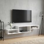 vidaXL Nástenný TV kabinet Nástenná montáž Biela 150 x 28 x 26 cm – Obrázok 4